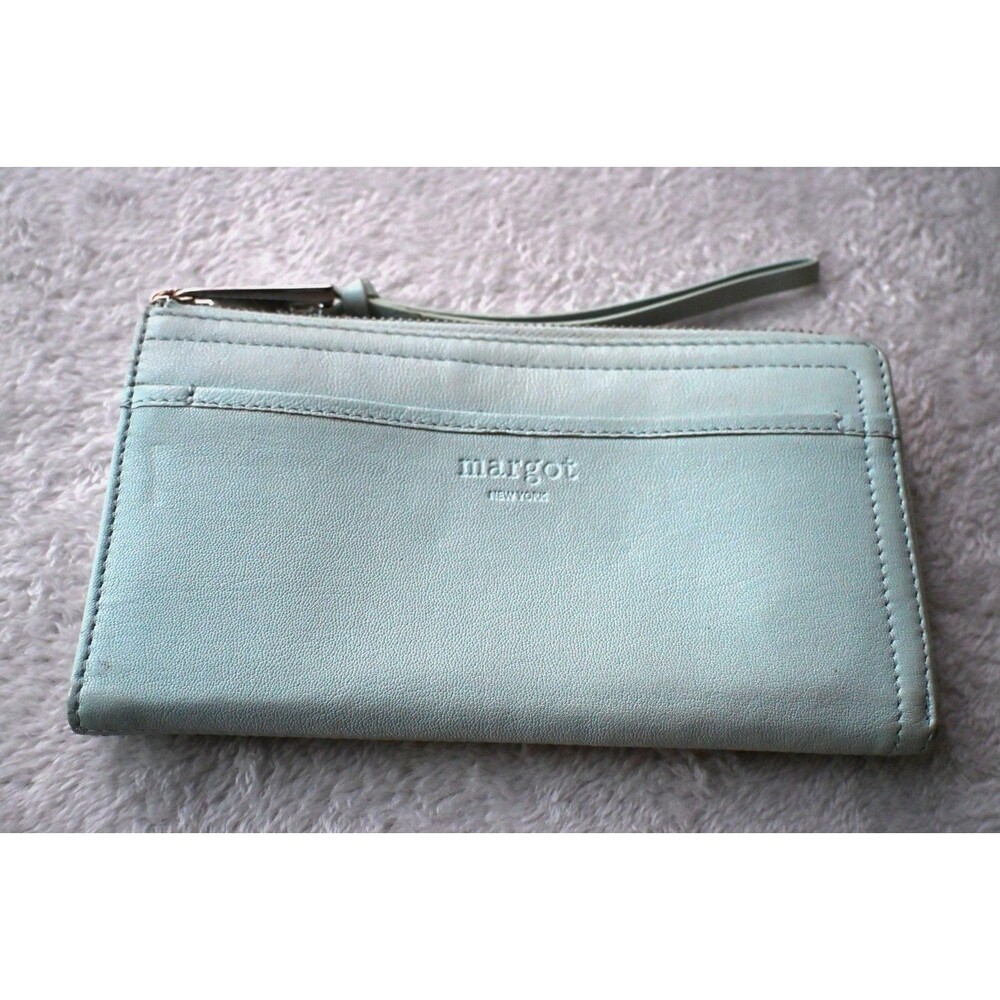 Margot New York "Patty Envelope" Blue Leather Wristlet/Wallet